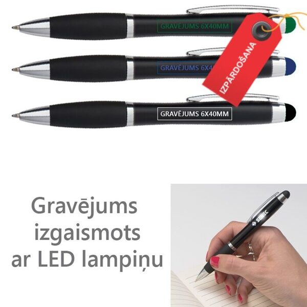 IZPĀRDOŠANA - Plastmasas pildspalvas EG0540 ar LED gaismiņu